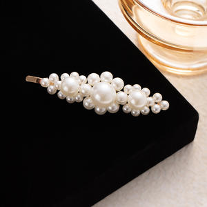 李彩高级感甜美珍珠花发夹手工刘海一字夹女孩侧夹发卡发饰 - Product Image 4