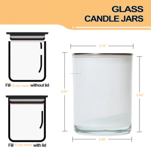 Frascos de <span class=keywords><strong>vidrio</strong></span> para velas de 10.5 oz con pulverización interna visible <span class=keywords><strong>en</strong></span> negro/blanco -- Observa la cera y la llama ardiendo - Product Image 2