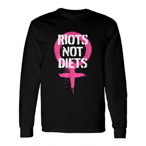 T-shirt a maniche lunghe con grafica punk femminista Riots Not Diets - Product Image 2