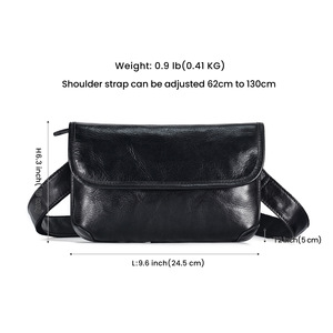 Dujiang Men's Genuine Leather Crossbody <b>Bag</b> Black Solid Color Fashionable Everyday Use Spring 2023 - Product Image 5