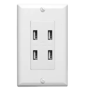 Wholesale UL Listed 4.8A USB Receptacle Outlet with 4 High-Speed USB Charging Ports, Wallplate Included
