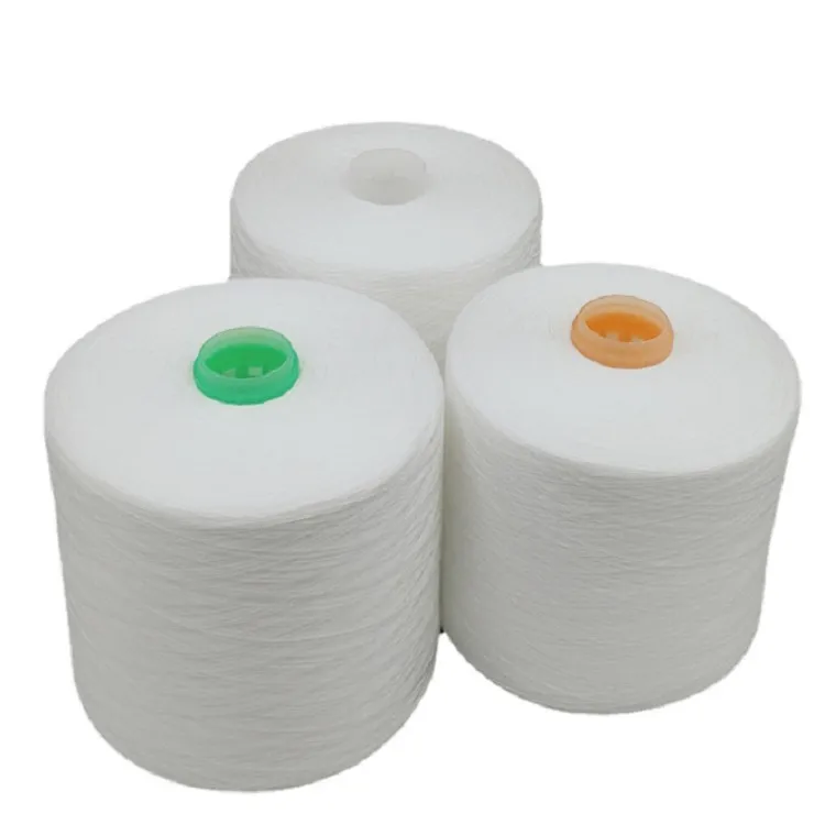 Ham beyaz kağıt koni, plastik koni % 100% Polyester Ring iplik 20/2, 30/2, 40/2, 50/2, 60/2