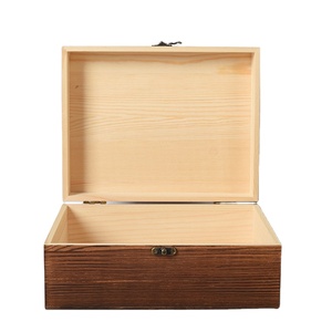 Wooden empty box rustic wooden box wooden box with hinged lid