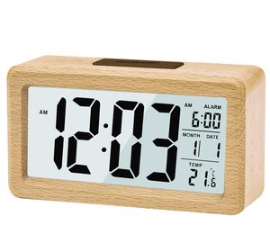 Smart LCD Backlight Temperature Snooze Silent Despertador <b>Digital</b> De Madera Smart Desk Table Bamboo <b>Battery</b> Wooden Alarm <b>Clock</b> - Product Image 1