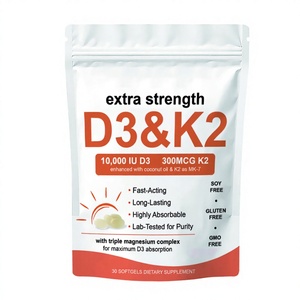 Gélules de Vitamine D3K2 en promotion OEM – Supplément de Vitamines D3K2 Complex 30 Gélules avec Huile de Coco Vierge pour la Santé Osseuse et Immunitaire - Product Image 1