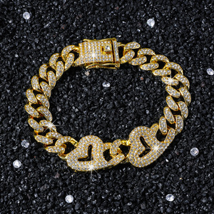 Pulsera de Cadena con Corazón de Aleación y Diamantes de Imitación, Estilo Hiphop Urbano, para Hombre, Joyería de Moda al por Mayor, Venta Caliente 2026 - Product Image 2