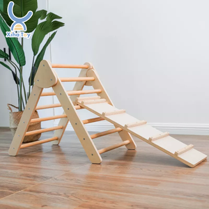 Juskys Maxi struttura per arrampicata per bambini - parco giochi per interni con scivolo, parete di arrampicata, rete di arrampicata e altalena - torre di arrampicata pieghevole in legno - naturale