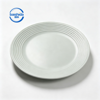 Assiettes de présentation plates classiques en céramique, design côtelé élégant, compatibles lave-vaisselle pour hôtels, restaurants et usage domestique