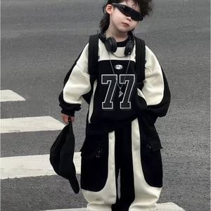 Ensemble de <span class=keywords><strong>sweat</strong></span>-shirts en molleton de coton pour bébé garçon, style sportif, couleurs contrastées, nouvelle collection automne, version coréenne tendance, mode enfant - Product Image 1