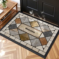 Paillasson d'entrée transfrontalier de style nordique en maille élastique tissée en Spandex, motif géométrique texturé, rectangulaire, antidérapant, anti-poussière