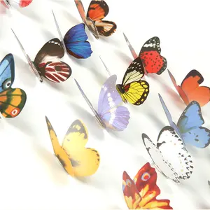 Yaratıcı PVC çıkarılabilir kağıt yatak odası oturma ev dekor kelebek 3D duvar sanat çıkartması dekoratif çıkartmalar