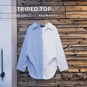 <b>Women's</b> Casual <b>Tops</b> Blouse Shirts 2 Colorway Buttons-up <b>Long</b> <b>Sleeve</b> <b>Striped</b> Print Turn Collar Breathable Vintage Design Summer - Product Image 2