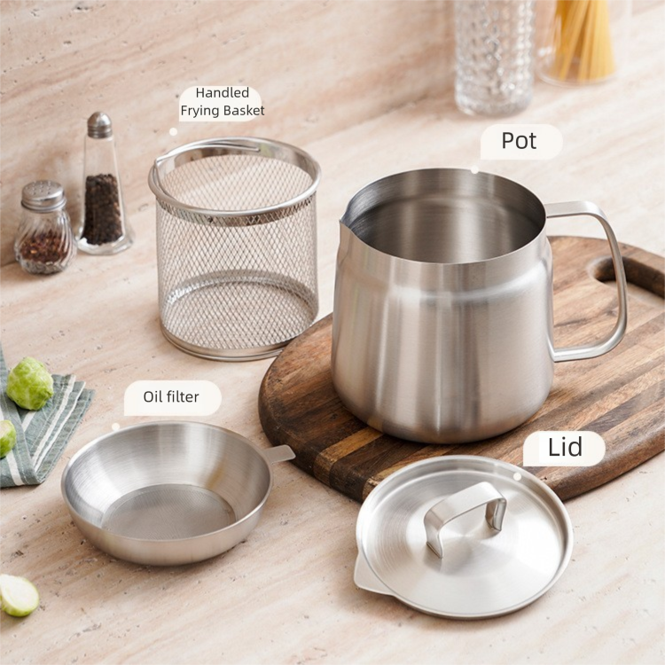 Stainless Steel Modern Multi-function Frying Pot with Lid Spout Oil Filter Induction Cooker Compatible Portable Heat Resistant · image 5