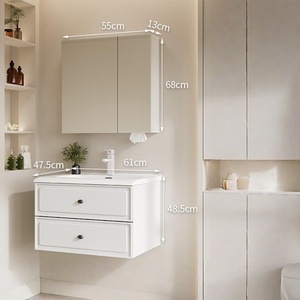 Mueble de Baño de Pared con Espejo Inteligente de MDF Honeycomb, Lavabo Integrado, Resistente al Agua, Tablero de Melamina Lacado para Villa - Product Image 6
