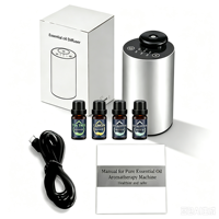 Diffuseur d'huiles essentielles en métal sans eau - Comprend 4x10ml d'huiles, purificateur d'air, aromathérapie, faible bruit 35dB, utilisation automobile et domestique