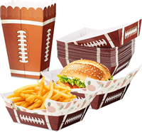Kit de 6 boîtes à popcorn pour fête de football et rugby - Matériaux recyclés écologiques, pelliculage mat, auto-érection