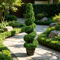Pohon Topiary Spiral Buatan, Tanaman Hias Palsu Bentuk Boxwood, Pot Tanaman Hijau Plastik Tahan UV, Tahan Lama untuk Lanskap Luar Ruangan