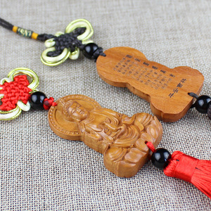 Themed Wooden Guanyin Pendant With Tassel Buddhism Car Decor Gift Unisex - Product Image 2