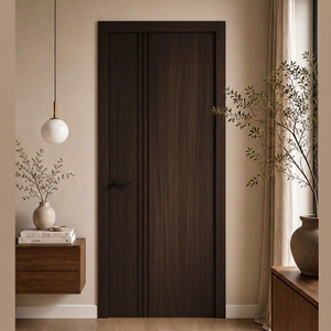 Puerta de madera maciza de lujo GA-03L Classic Custom Size con núcleo sólido y ranura para interiores. - Product Image 1