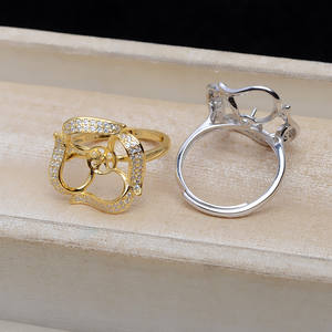 แหวนเงินแท้ S925 ปรับขนาดได้ พร้อมที่ใส่ไข่มุกขนาด 13-14 มม. รุ่น JG5126-อุปกรณ์และส่วนประกอบสำหรับทำเครื่องประดับ - Product Image 5