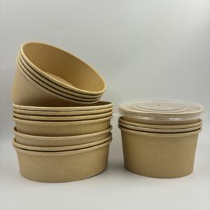 Bol à salade en papier kraft jetable personnalisé avec couvercle en PET de qualité alimentaire pour l'emballage des sushis - Product Image 1