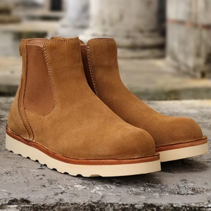 Bottes Chelsea en cuir véritable personnalisées pour hommes Semelle extérieure en <span class=keywords><strong>mousse</strong></span> de caoutchouc Hauteur cheville Style occidental pour bottes d'hiver - Product Image 3