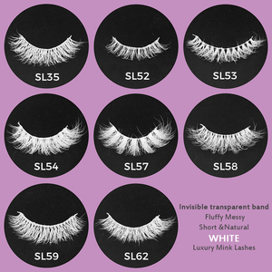 Abestyou Pestañas Postizas 5D Rusas Esponjosas, 7 Pares, Banda Invisible Transparente, Color Blanco, Pestañas Dramáticas de Lana - Product Image 3