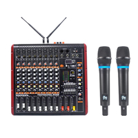 Mélangeur d'Écho Numérique Professionnel 8 Canaux Amplificateur de Puissance Tout-en-Un Microphone Sans Fil 2 Canaux Karaoké Fête à Domicile Plastique