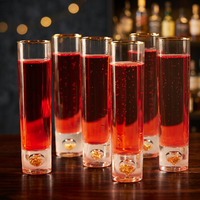 Verres Highball en Verre Cristal Faits Main avec Bordure Dorée 24K Double Paroi, Sûrs pour les Aliments, Lot de 6 pour Mariages, Fêtes de Bureau