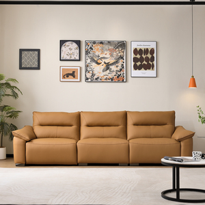 Divano Letto Elettrico Reclinabile in Pelle, Design Europeo Salvaspazio, 3 Posti, Telaio in Legno Massello Pieghevole per Soggiorno - Product Image 1