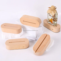 Support de Base de lumière USB en bois de forme ovale 3D LED veilleuses pour l'art acrylique sculpté à la main artisanat en bois boîtes en bois signes muraux