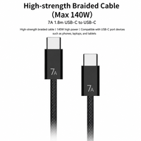 Kabel USB C ke USB C Terjalin 7A Kabel Pengisian Daya Arus Tinggi untuk Laptop, Tablet, dan Perangkat Transfer Data