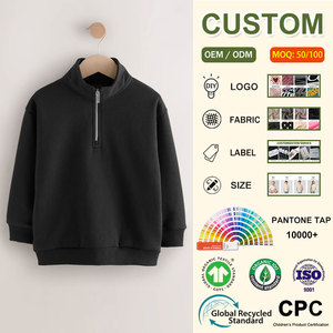Logo personalizzato bambini manica lunga <span class=keywords><strong>con</strong></span> cerniera collo Pullover quarto di <span class=keywords><strong>Zip</strong></span> felpe autunno inverno vestiti per bambini - Product Image 1