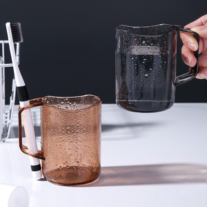 ถ้วยน้ำยาบ้วนปากแบบใสพร้อมที่วางแปรงสีฟัน ถ้วยพลาสติกหนาสำหรับห้องน้ำ สำหรับคู่รัก ใช้ได้สองแบบ ดีไซน์สีพื้น - Product Image 3