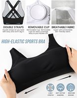 Soutien-gorge de sport élégant pour femme, dos croisé, maintien moyen, respirant, séchage rapide, avec coussinets amovibles pour le yoga, la course et la gym
