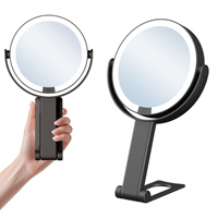 Vente chaude Portable Pliable 1X/10X Miroir de Maquillage LED Double Face Zoom 10X Personnalisé pour une Utilisation de Bureau de Voyage