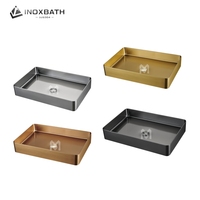 Lavabo Moderno de Lujo, Lavabo Rectangular de Acero Inoxidable 304, OEM, Estilo Europeo, Lavabo Sobre Encimera