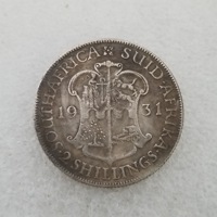 Pièce de monnaie commémorative de style antique en laiton émaillé plaqué argent d'Afrique du Sud de 1931 pour fête d'anniversaire ou décoration intérieure