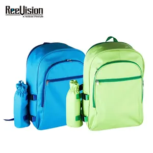 Denim Fabrics Food Thermal Insulated Picnic Camping Cooler Backpack with Bottle Cooler Holder