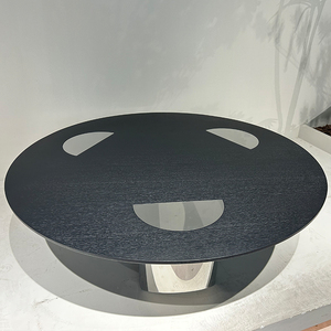 Tavolino da Salotto di <span class=keywords><strong>Design</strong></span> Italiano di Lusso, <span class=keywords><strong>Tavolo</strong></span> Consolle <span class=keywords><strong>Rotondo</strong></span> con Specchio e Cornice Oro e Nero - Product Image 2