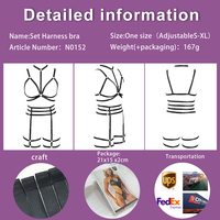 Pakaian Fetish Bdsm Korset Sabuk Goth Harness Kaki Bra Wanita Seksi Elastis Berongga Lingerie Bondage Seluruh Tubuh N0102