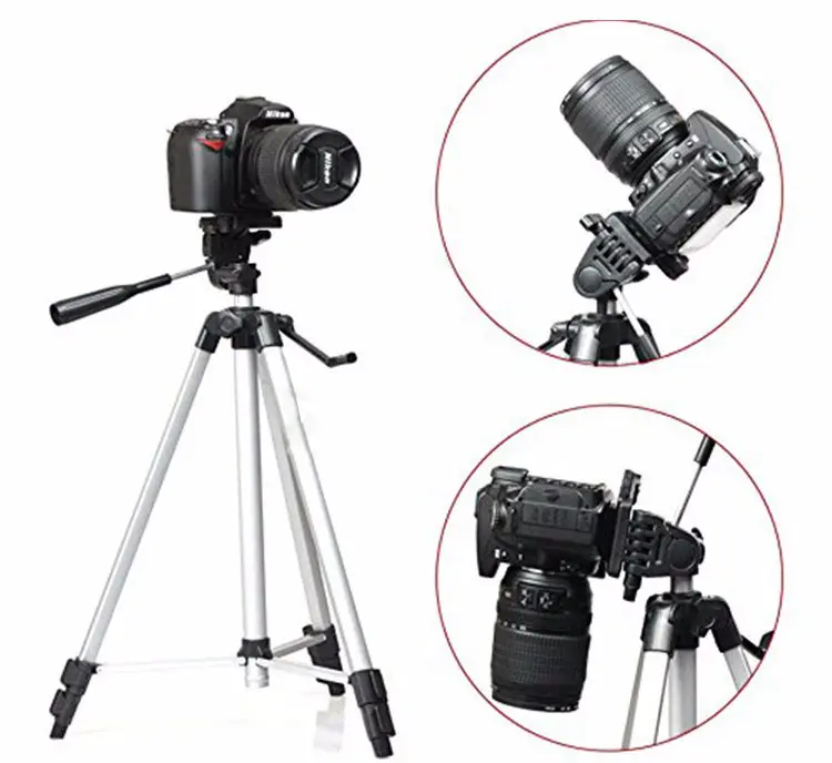 Lightweight 330A Tripod Travelling Camera Tripod Stand Aluminum Alloy with Rocker Arm DSLR Camera Fishing Lamp Ring Light Stand