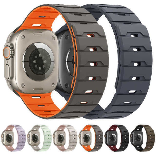 Upro Magnetic Silicone Band for apple Watch Ultra 2/Series 10 9 8 7 SE Dual Color Sport Strap 49mm 45mm 44mm 41mm 40mm