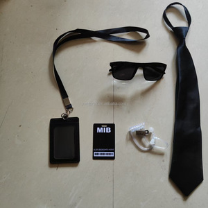 Accesorios de Fiesta HLC Personalizados para Cosplay de Hombres en Negro <span class=keywords><strong>MIB</strong></span>, Incluyen Insignias, Collar, Auriculares, Corbata, Gafas de Sol para Decoración de Fiesta de Halloween - Product Image 4
