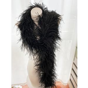 بيع بالجملة وشاح ريش النعام 8 طبقات سميكة رقيق بوا التشذيب 2 متر طويلة لأداء حفل زفاف فستان - Product Image 6