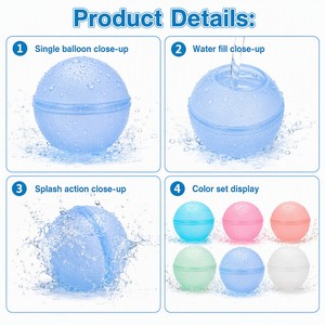 Ballons d'<span class=keywords><strong>eau</strong></span> réutilisables en silicone à remplissage rapide, jouets de combat aquatique pour enfants, rechargeables, pour piscine, plage, fête en plein air, cadeau d'été - Product Image 4