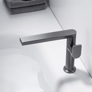 Robinet de lavabo blanc laiteux pour hôtel, robinet de salle de bain pour armoire, eau chaude et froide, rotatif, gris canon, lavage des mains, lavage du visage, ingénierie F - Product Image 1