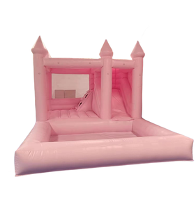 Castillo Inflable Comercial Rosa, Color Piel y Blanco con Tobogán y Piscina de Pelotas, <span class=keywords><strong>Alquiler</strong></span> para Fiestas de <span class=keywords><strong>Cumpleaños</strong></span> y Bodas para Niños en Interiores y Exteriores - Product Image 5