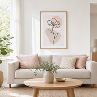 Impression sur toile encadrée de fleurs en art minimaliste, grande taille, décorative, simple, style nordique, cadeau, décoration murale pour la maison et la chambre