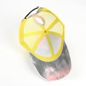 Trucker Cap <b>Tie</b> Dye Mesh Baseball Hat Unisex Breathable Summer Casual Outdoor Sun Protection Hat With <b>Back</b> Opening - Product Image 4